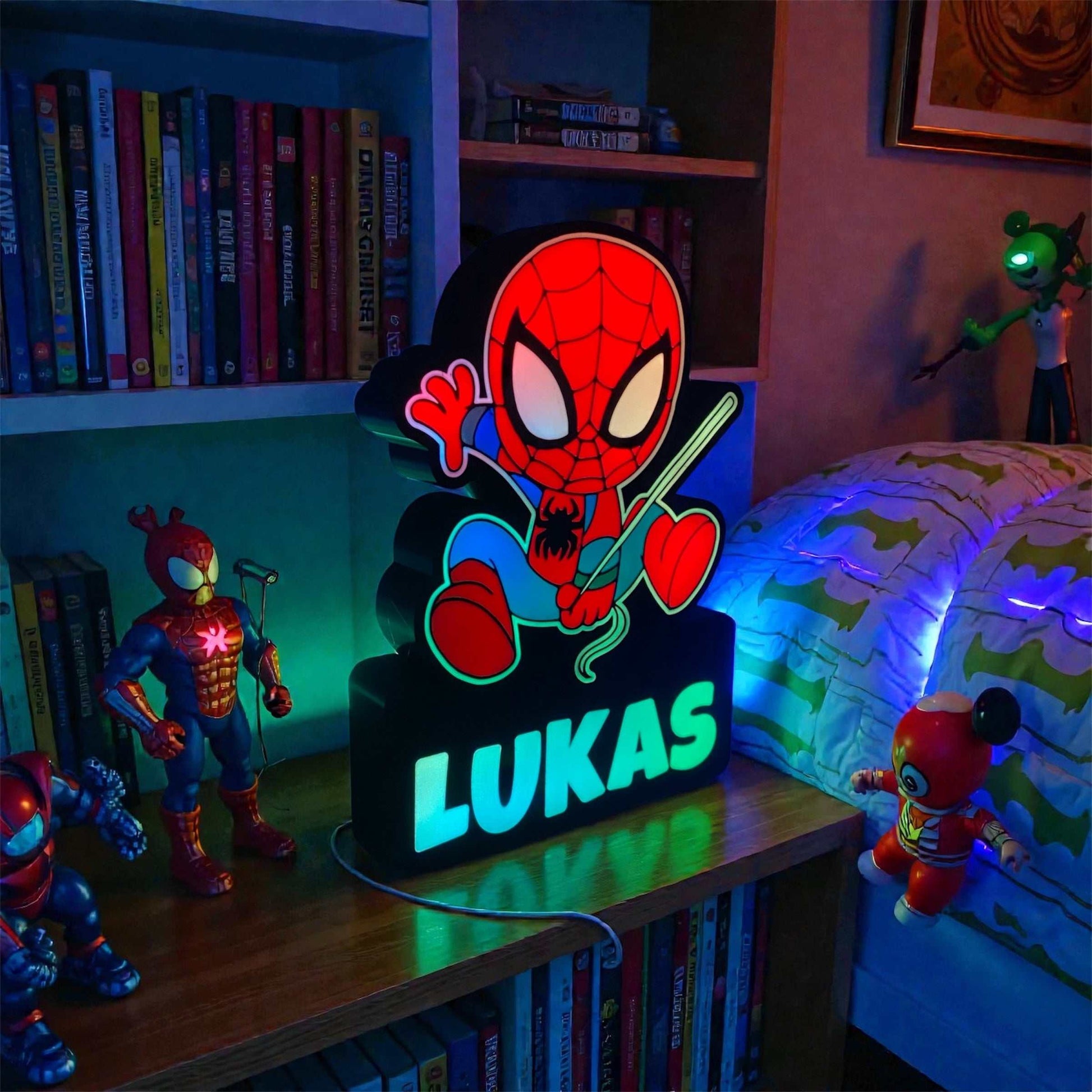 Spider-Man LED night light with personalized name