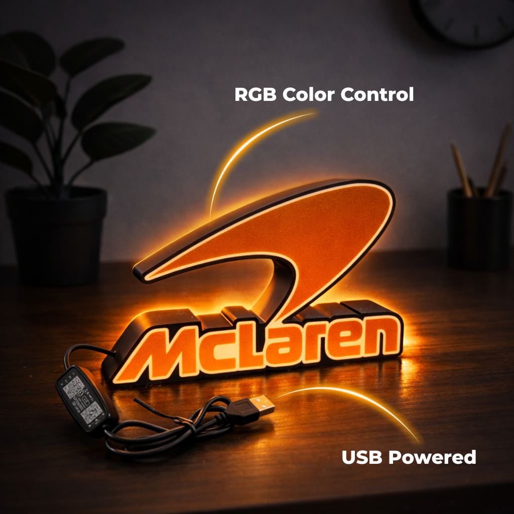 McLaren lamp illuminated with rgb premium LED, USB powered racing decor light